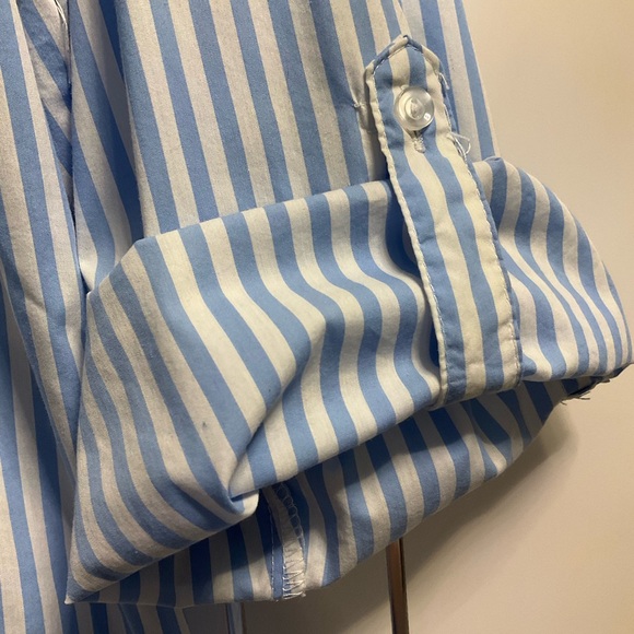 Alexander Jordan 3X Blue/White Vertical Striped Embroidered Button down Shirt - Picture 5 of 11